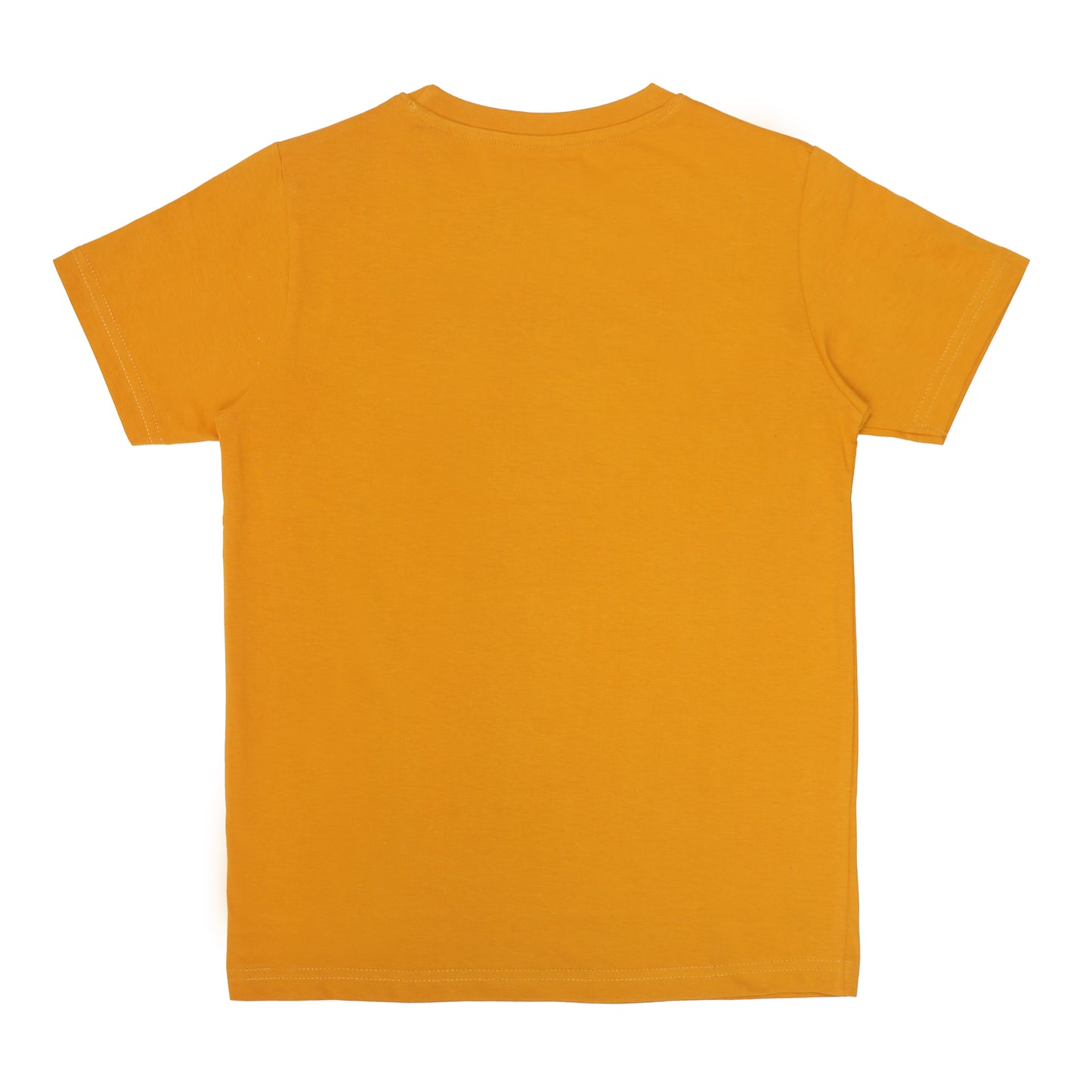 Round Neck Printed Cotton Tshirt, Color- Golden Yellow