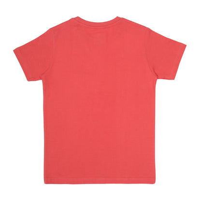 Round Neck Printed Cotton Tshirt, Color- Peach