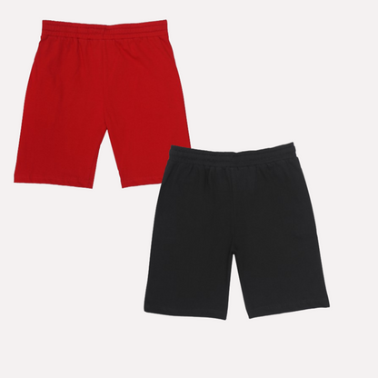 Chilins-boys-Cotton-Shorts-Black-&-Red