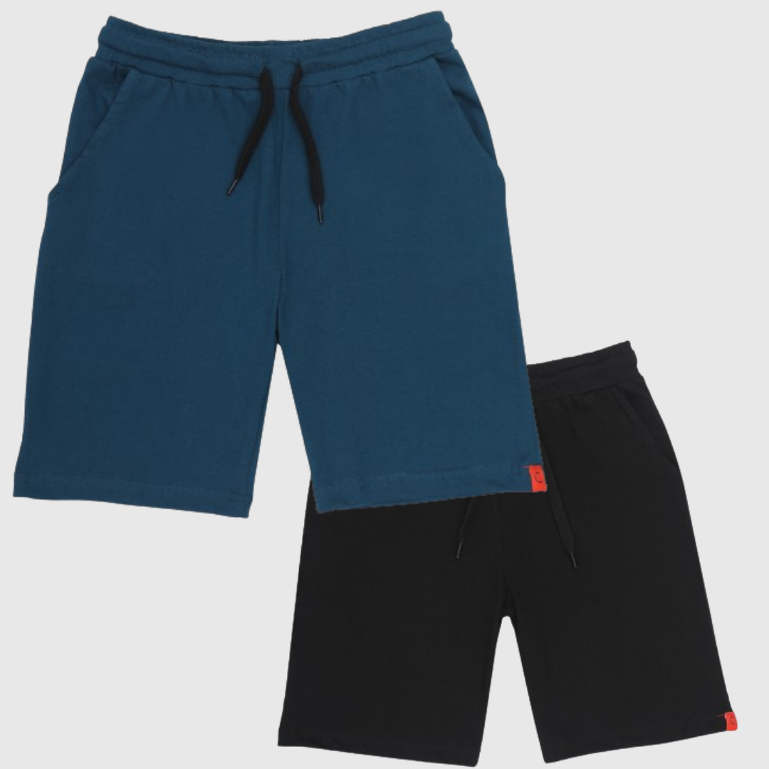 Chilins-boys-Cotton-Shorts-Black-&-Blue