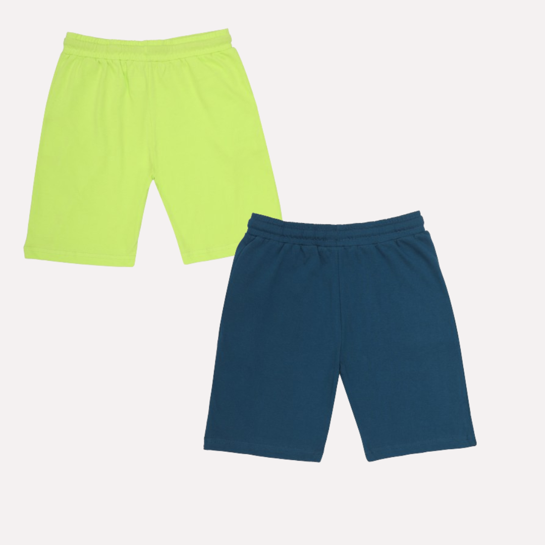 Chilins-boys-Cotton-Shorts-Green-&-Blue