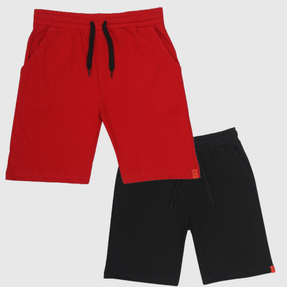 Chilins-boys-Cotton-Shorts-Black-&-Red