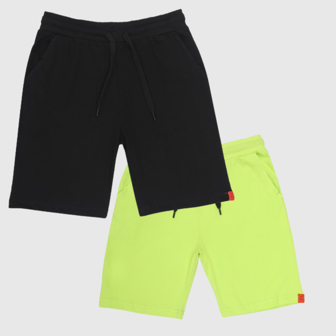 Chilins-boys-Cotton-Shorts-Black-&-Green