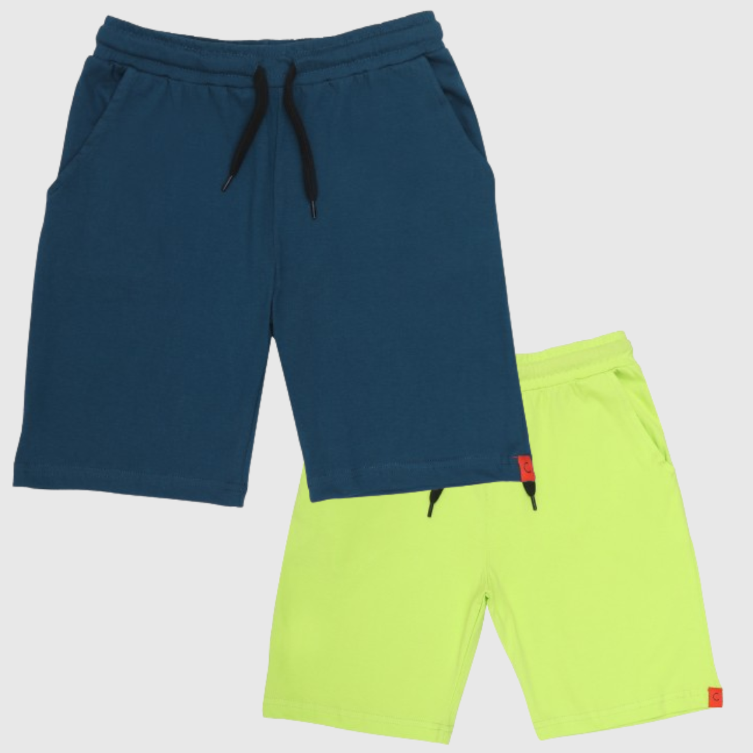 Chilins-boys-Cotton-Shorts-Green-&-Blue