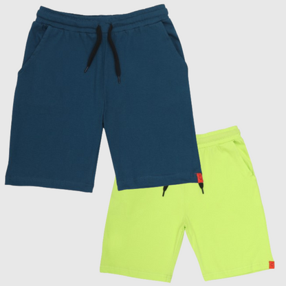 Chilins-boys-Cotton-Shorts-Green-&-Blue