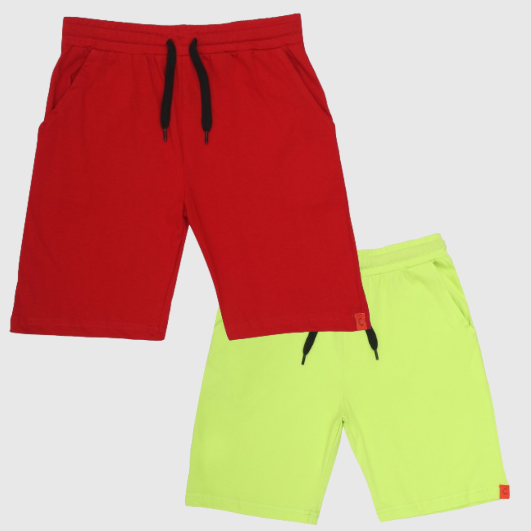 Chilins-boys-Cotton-Shorts-Red-&-Green