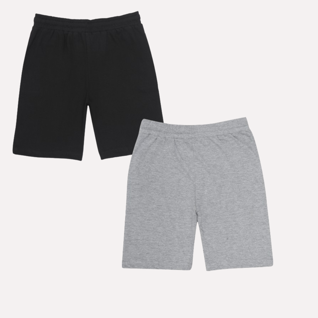 Chilins-boys-Cotton-Shorts-Grey-&-Black