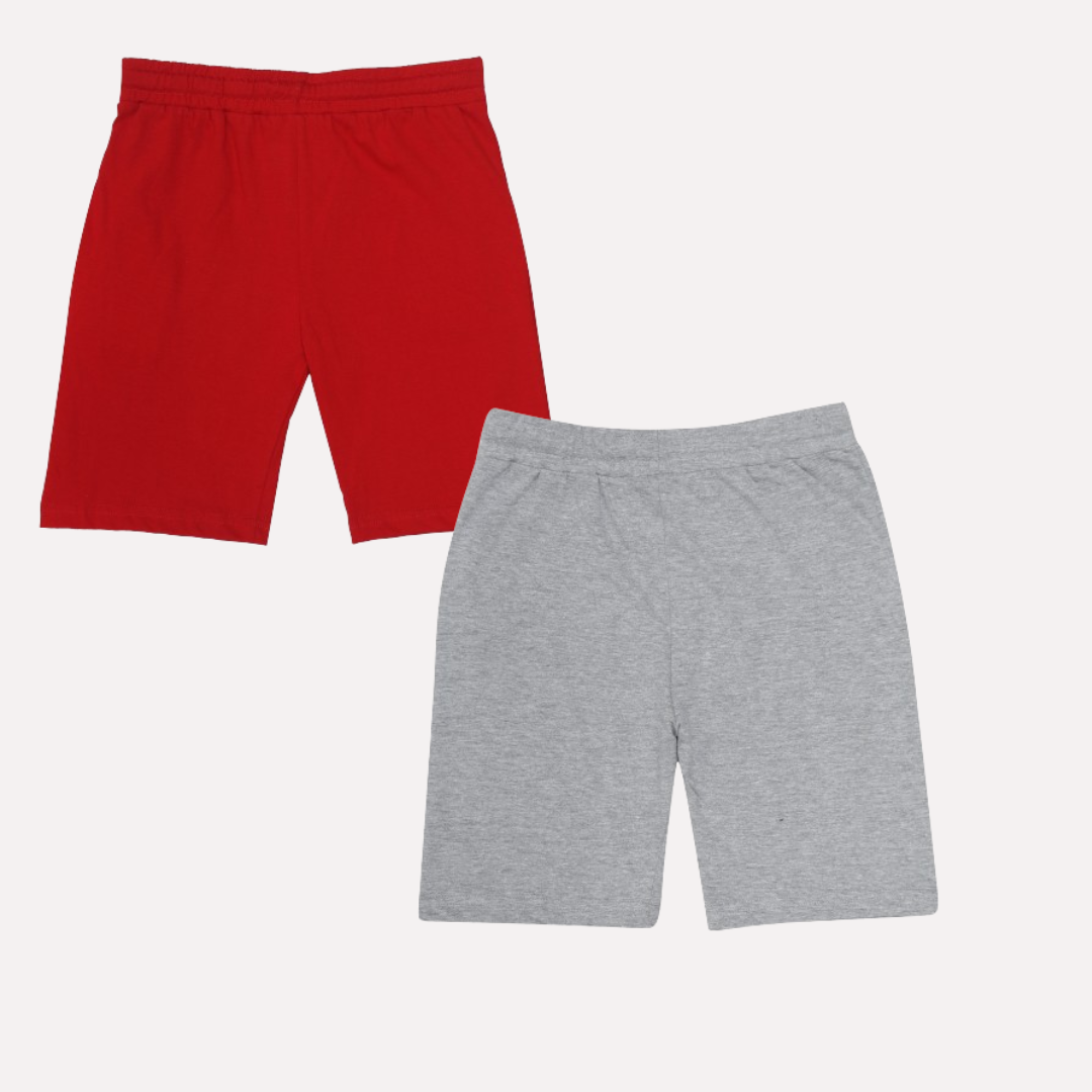 Chilins-boys-Cotton-Shorts-Grey-&-Red