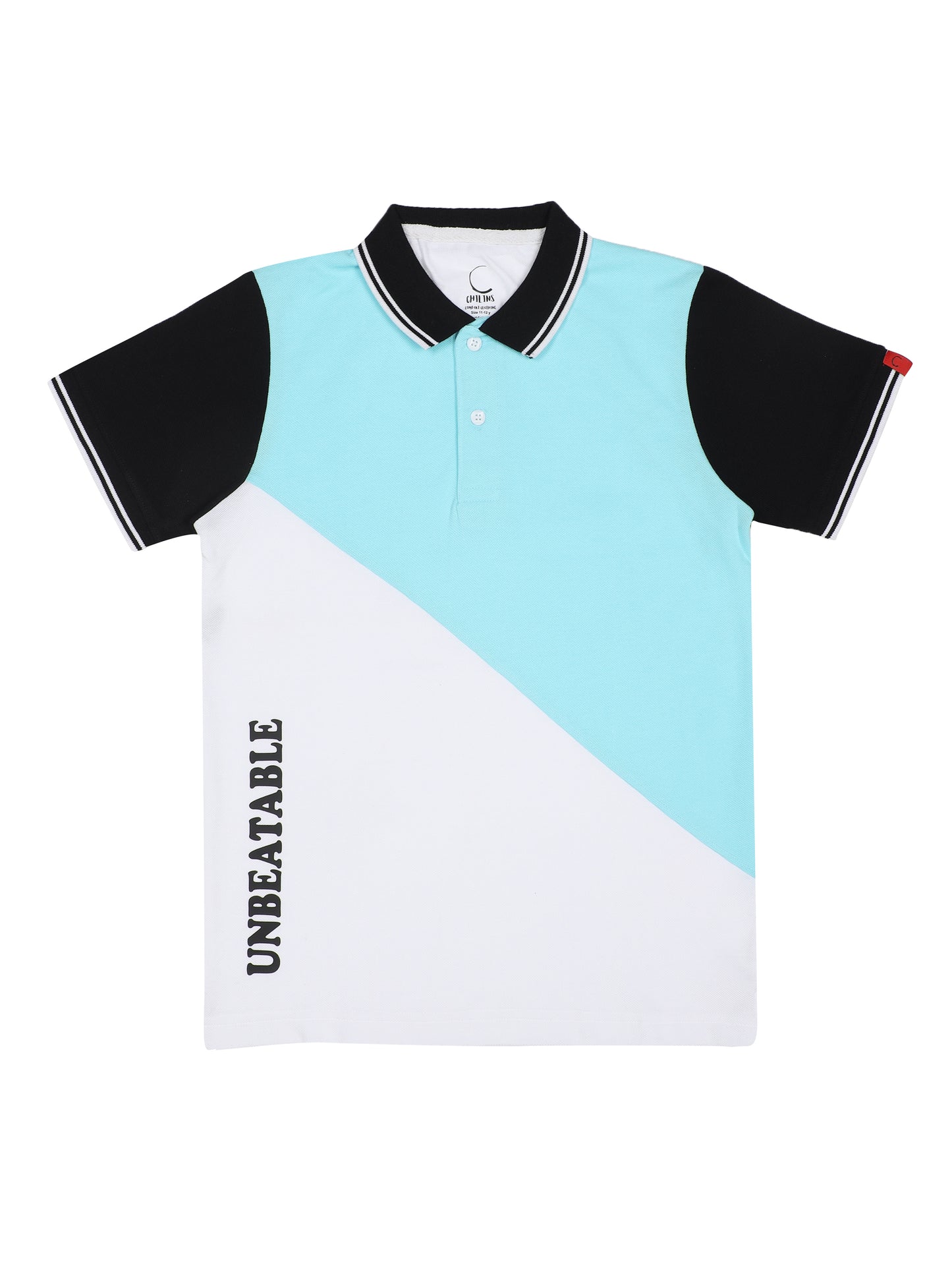 Chilins Boys Polo Tshirt, Color- Sky Blue/ Turquoise & White