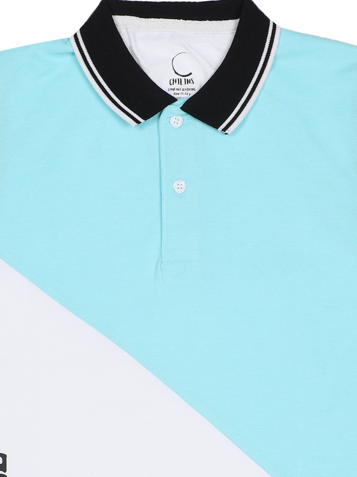 Chilins Boys Polo Tshirt, Color- Sky Blue/ Turquoise & White