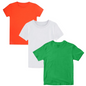 Chilins Boys Round Neck solid Cotton Tshirt, Color- Organe, White & Green