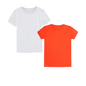 Chilins Boys Round Neck solid Cotton Tshirt, Color- Orange & White