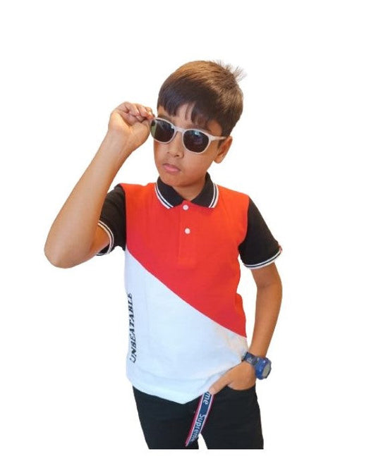 Chilins Boys Polo Tshirt, Color- Red & White